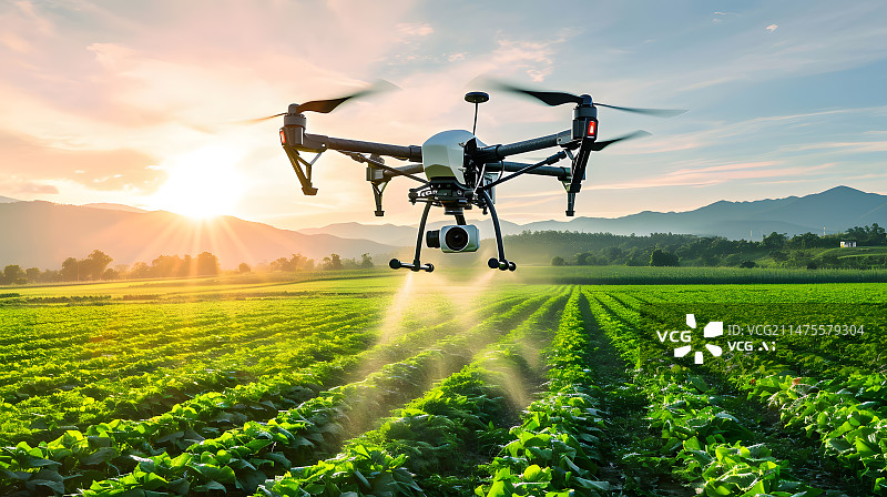 【AI数字艺术】现代工业无人机在农业领域——喷洒农药图片素材
