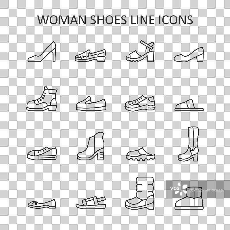 女鞋线图标集图片素材