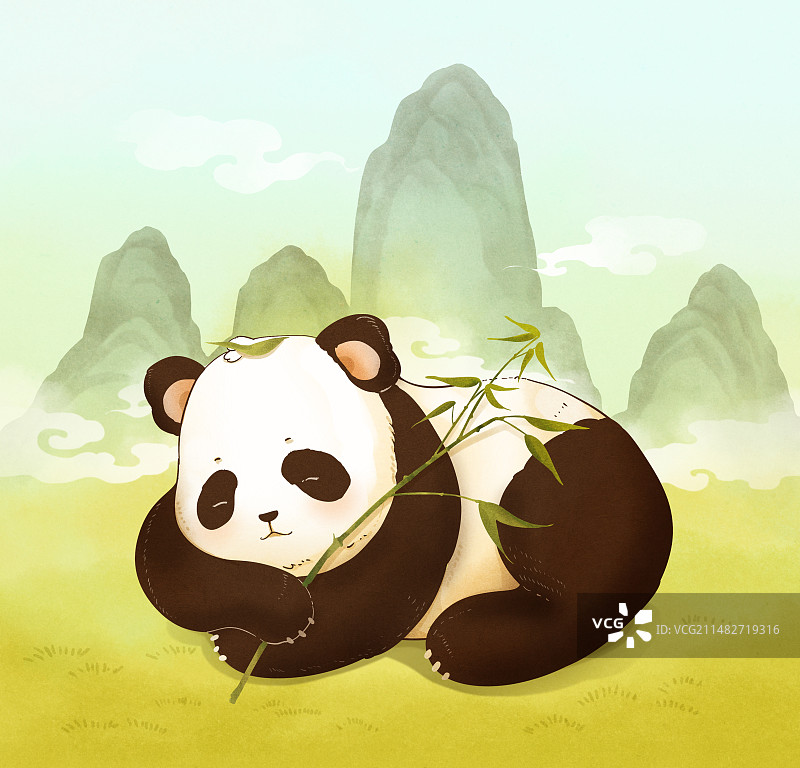 可爱熊猫插画图片素材