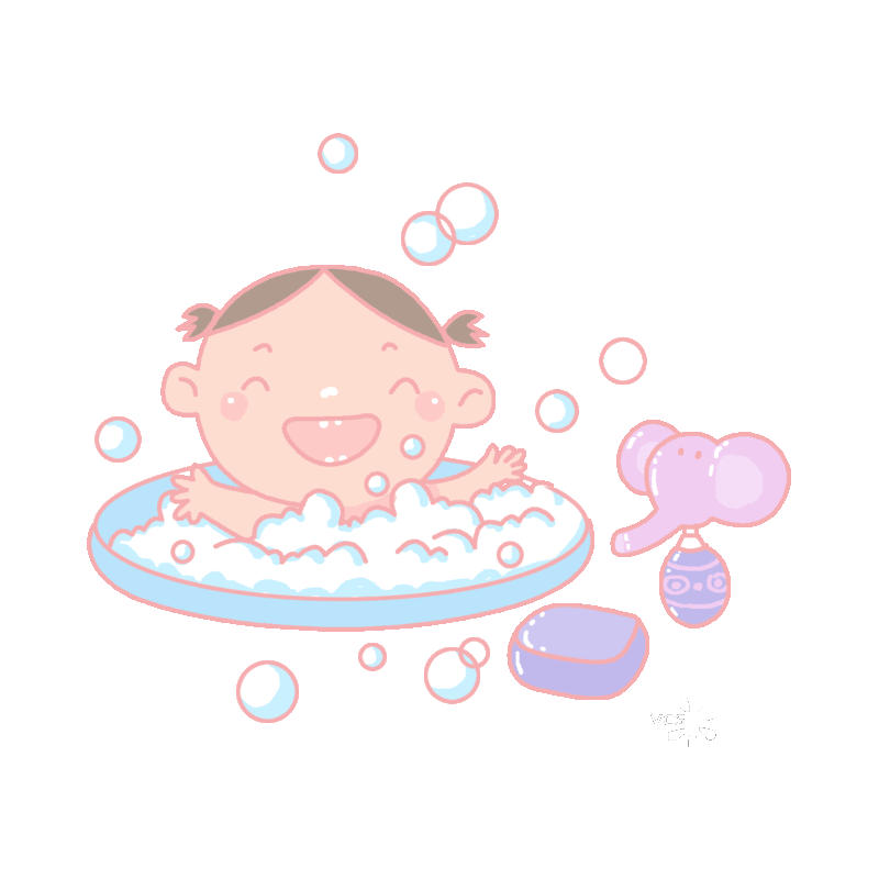 可爱的宝宝在开心的洗澡插画动图图片素材