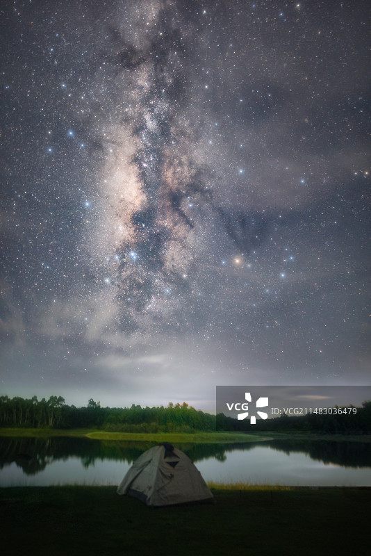 湿地公园银河星空图片素材