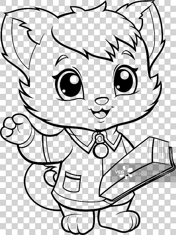 黑白卡通可爱的小狐狸动物图片素材