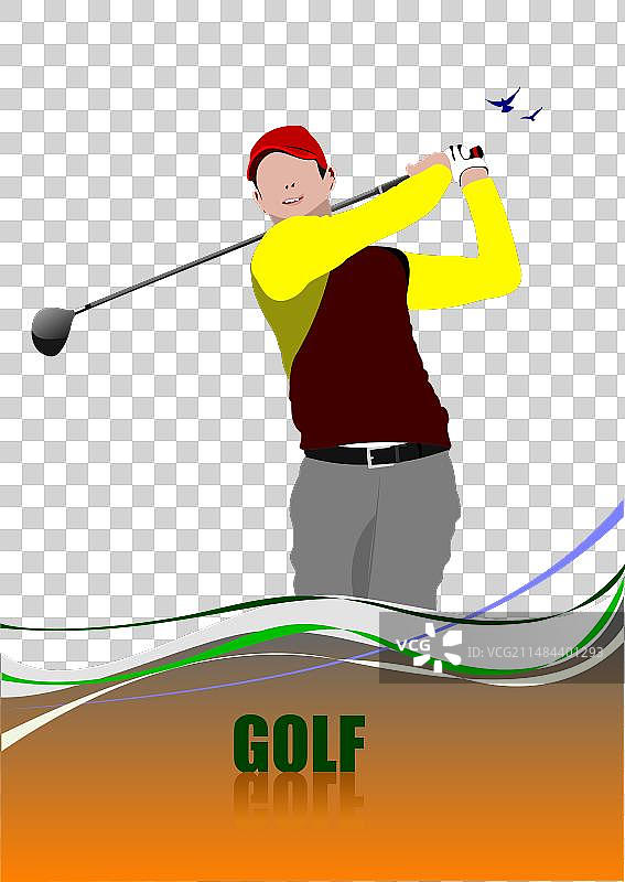 高尔夫球员3d海报图片素材