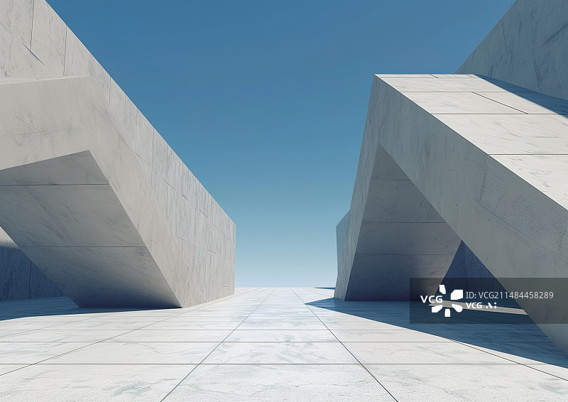 【AI数字艺术】"三维渲染抽象混凝土背景墙 现代建筑停车场"图片素材