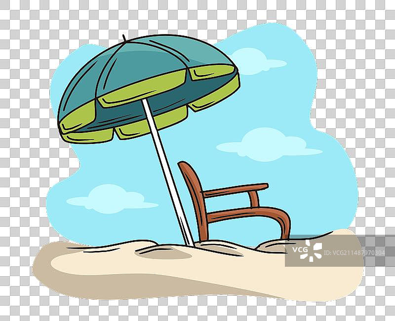 带伞的木制沙滩椅图片素材