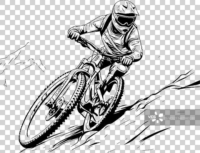 骑山地车的山地自行车手图片素材
