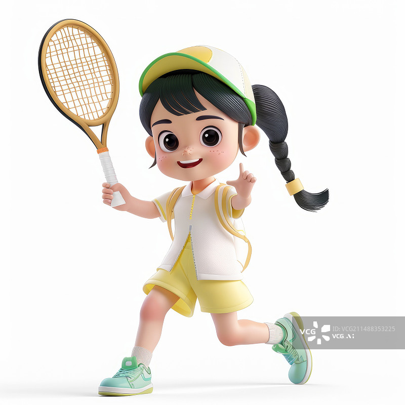 【AI数字艺术】白背景下打网球的少年图片素材
