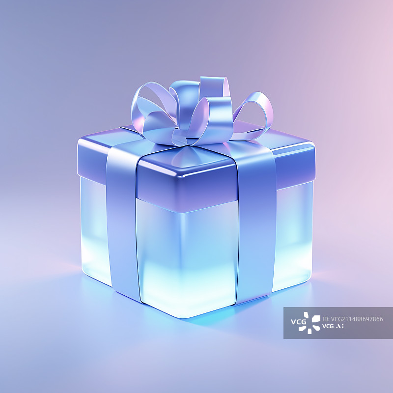 【AI数字艺术】3d玻璃水晶材质炫酷礼品盒图片素材