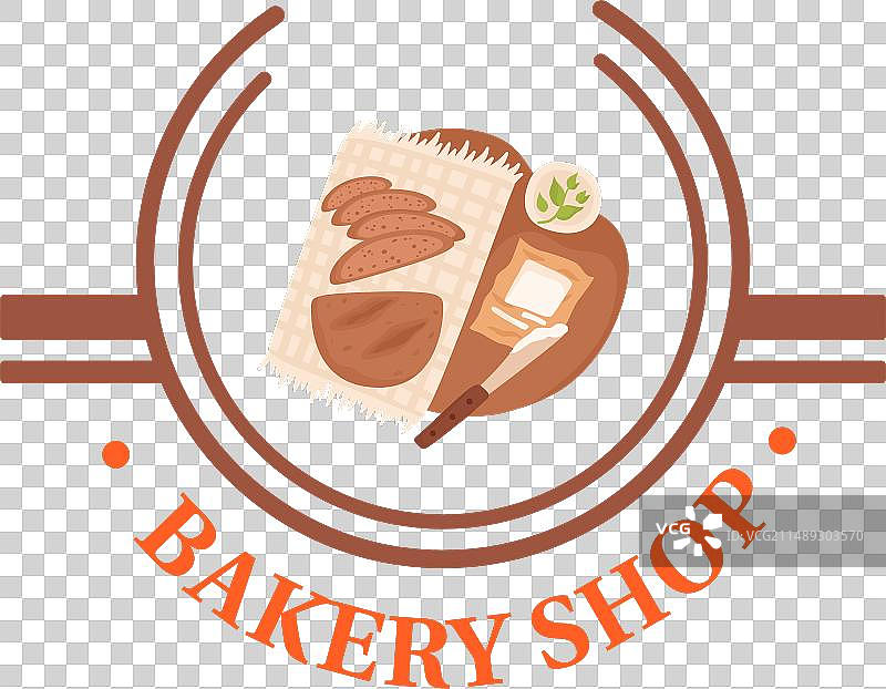 面包店标志面包擀面杖黄油香草图片素材
