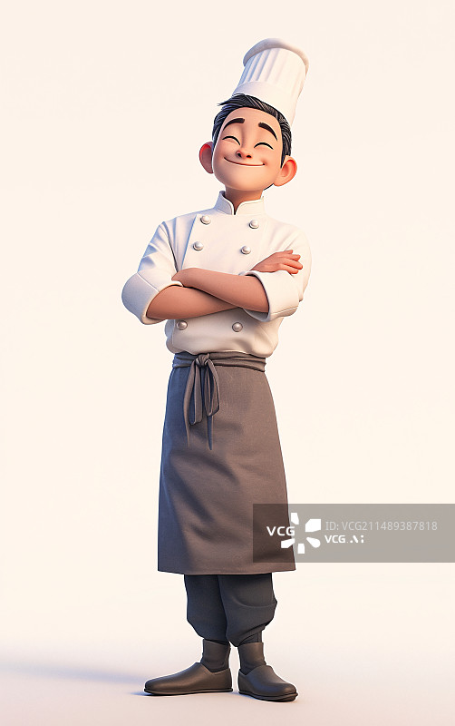 【AI数字艺术】3d渲染厨师人物形象，五一劳动节职业人物概念插图图片素材
