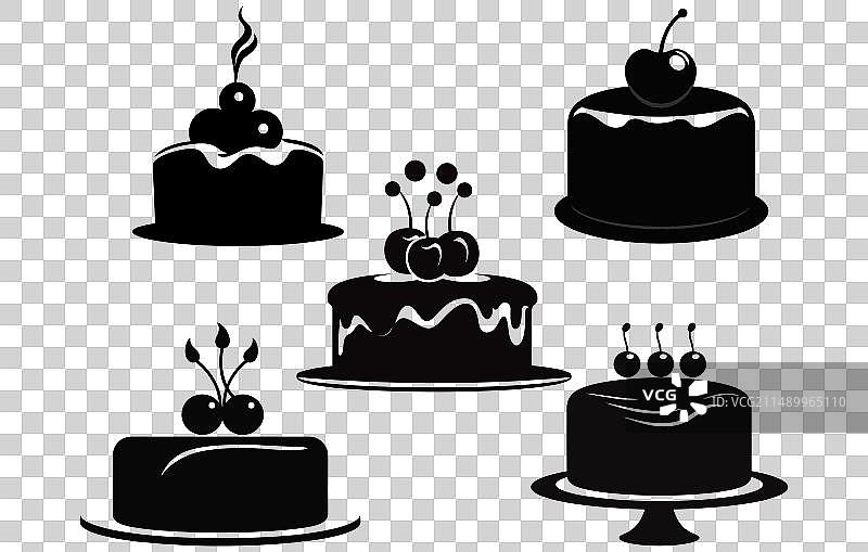 小生日蛋糕樱桃蛋糕图标固体图片素材