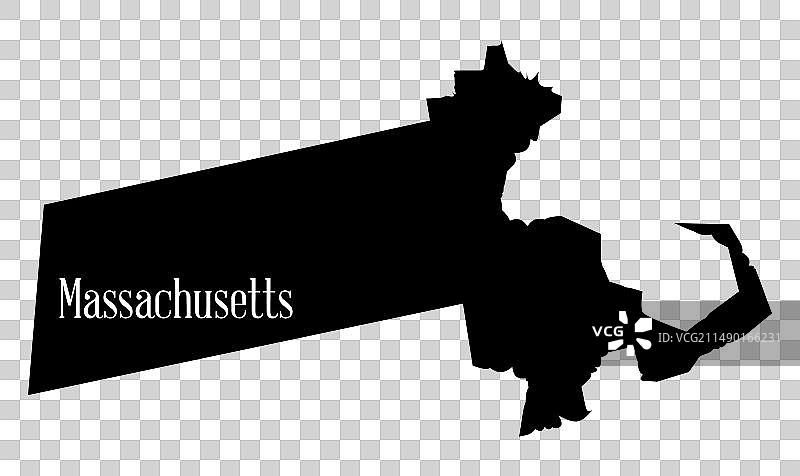 马萨诸塞州剪影地图图片素材