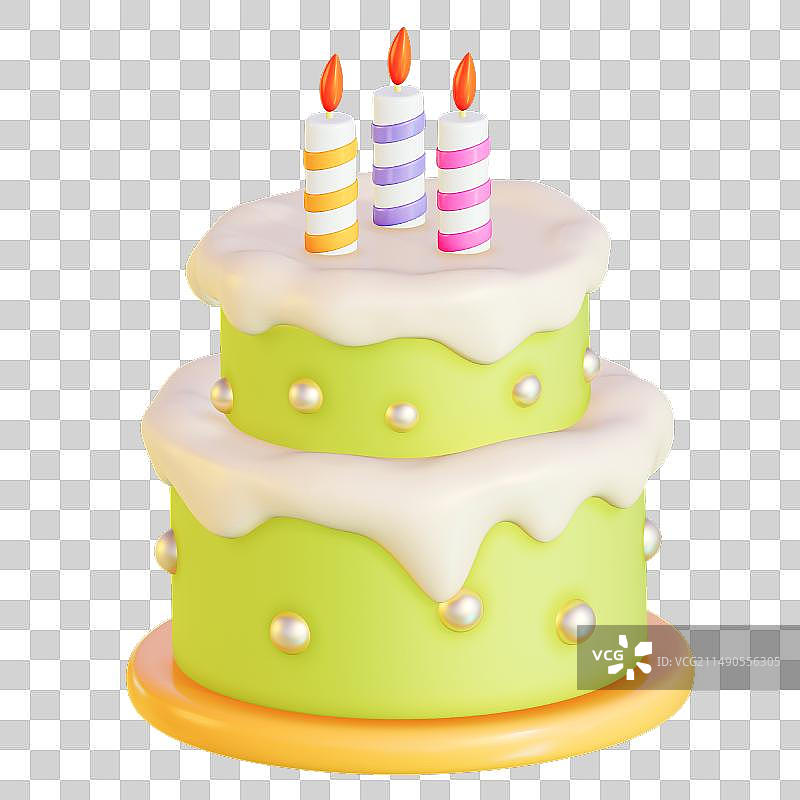 生日蛋糕3D渲染卡通插画元素图片素材
