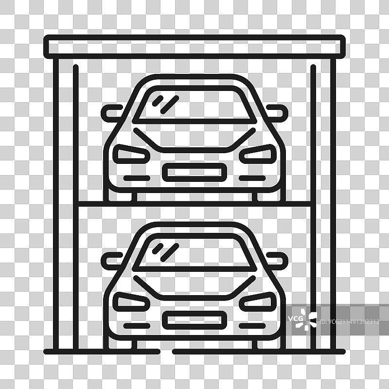 汽车车库服务和停车轮廓图标图片素材