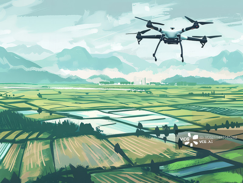 【AI数字艺术】农田上的无人机图片素材