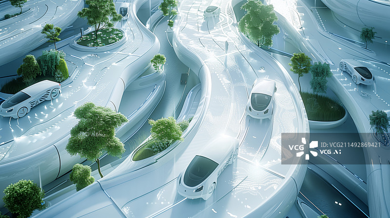 【AI数字艺术】未来城市数字智能化网联汽车图片素材