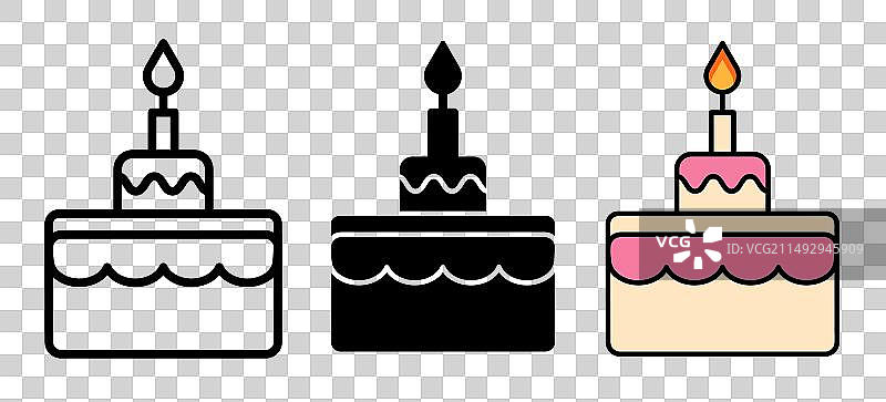 生日蛋糕图标集蛋糕蜡烛樱桃符号图片素材