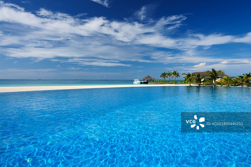 热带酒店的豪华游泳池图片素材