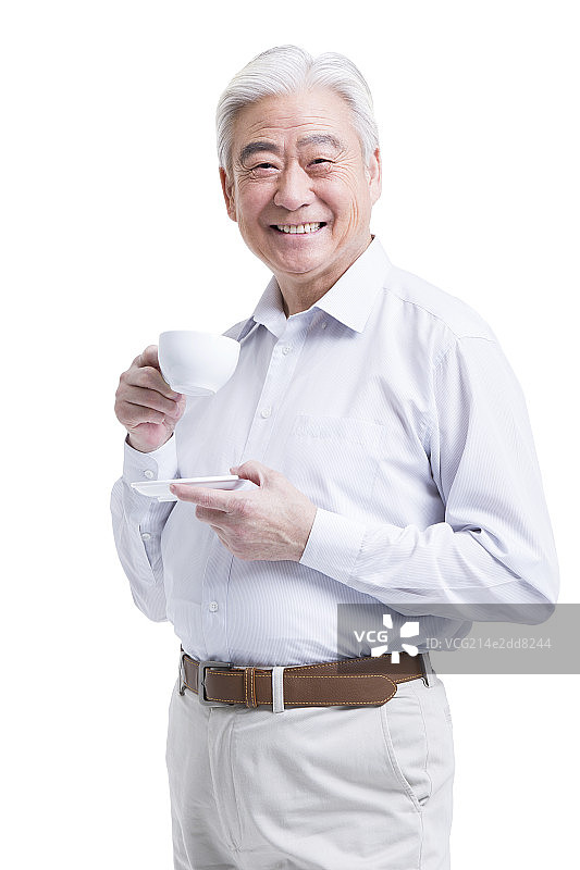 老年人喝咖啡图片素材