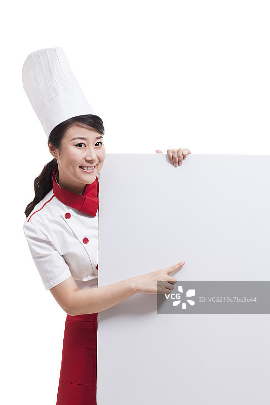女厨师和白板图片素材