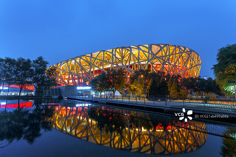 北京奥体中心鸟巢夜景图片素材