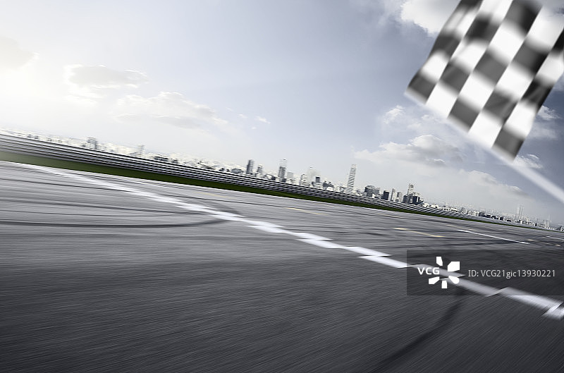 F1赛道速度特效和获胜方格旗图片素材