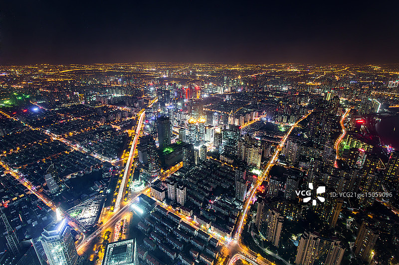 高清上海夜景航拍图片素材