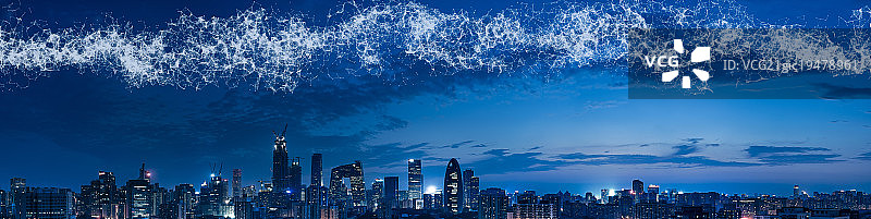 云计算大数据概念的北京CBD全景图片素材