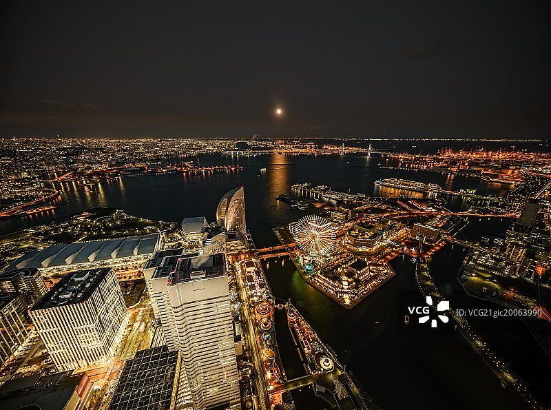 日本横滨未来港夜景图片素材