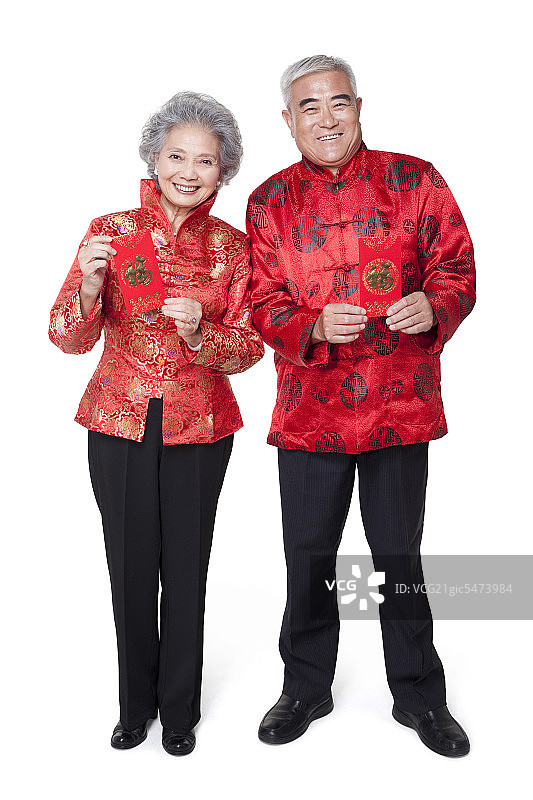老年夫妇和红包图片素材