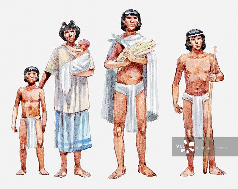 阿兹特克奴隶家庭的插图图片素材