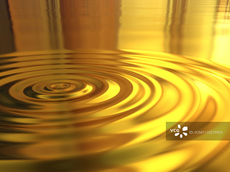 3d画面的金色涟漪效果图片素材