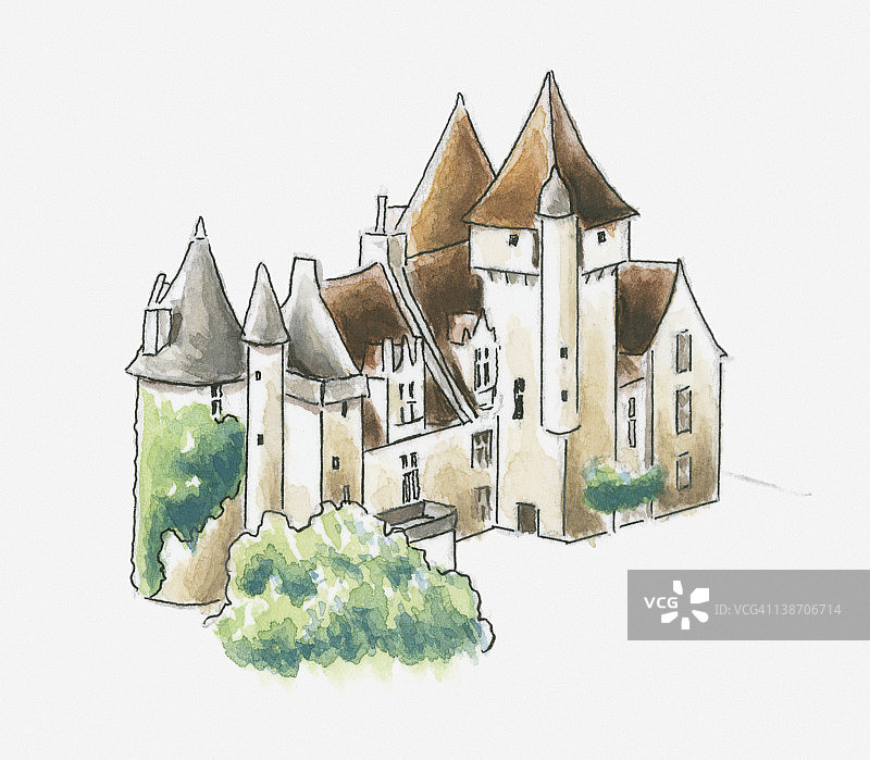 法国多尔多涅米兰德斯城堡插图图片素材