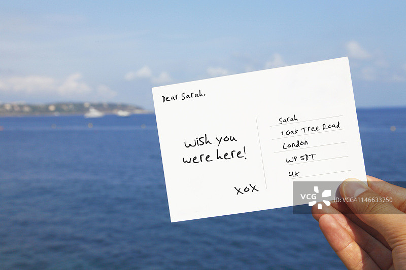 从海边寄给朋友的明信片图片素材
