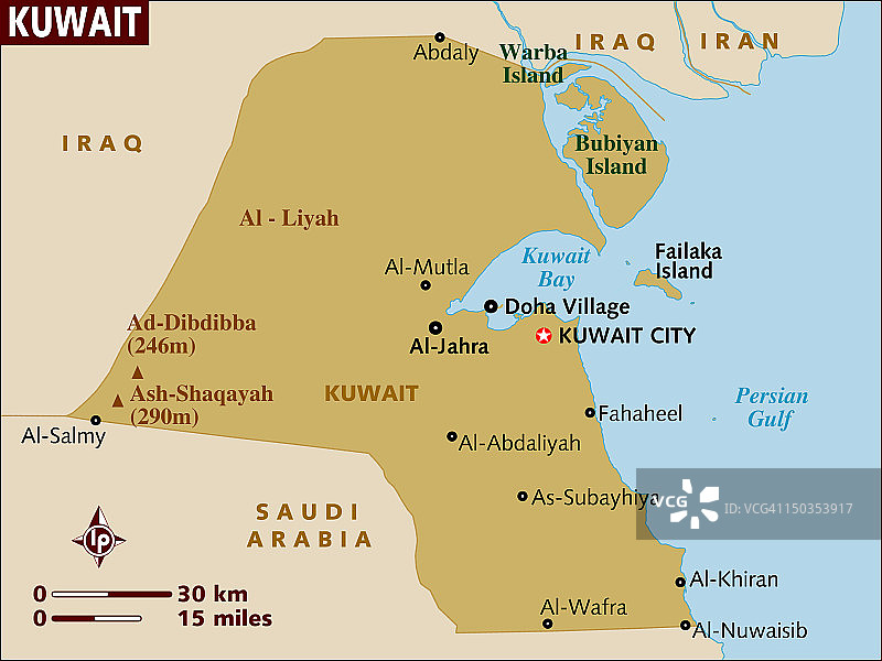 科威特的地图。图片素材
