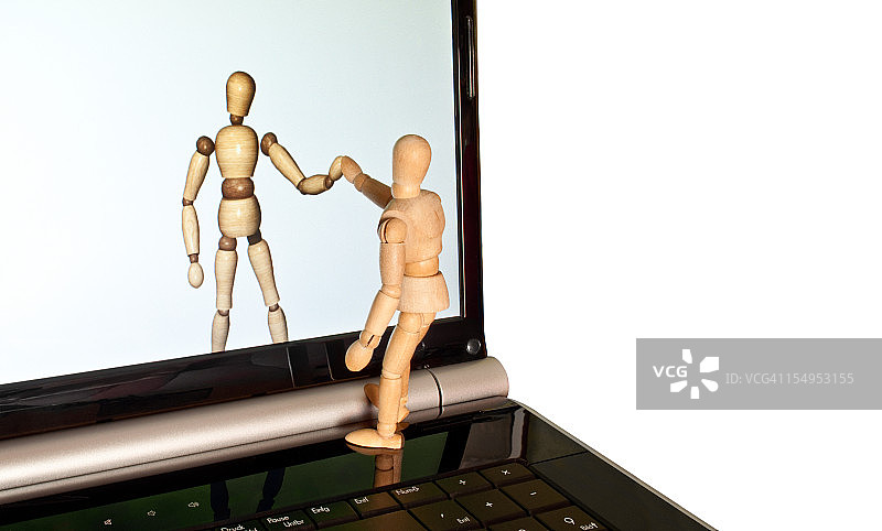 虚拟现实-木制人体模型和另一边图片素材