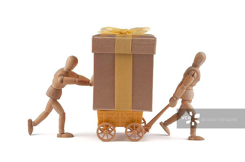 木制人体模型送礼物图片素材