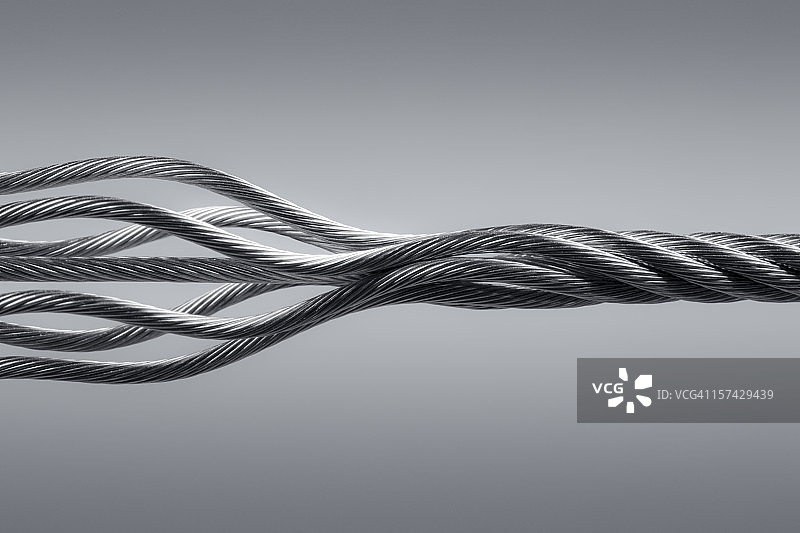 钢丝绳。连接钢链强度扭绞电缆图片素材
