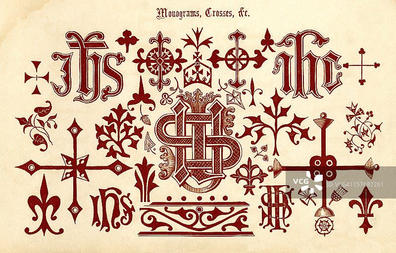 收藏19世纪的宗教符号和十字架图片素材
