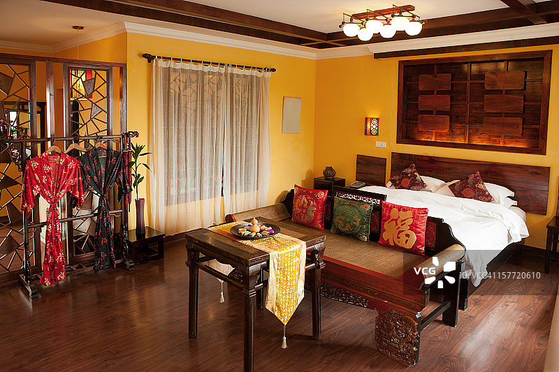 亚洲风格的卧室(酒店)图片素材