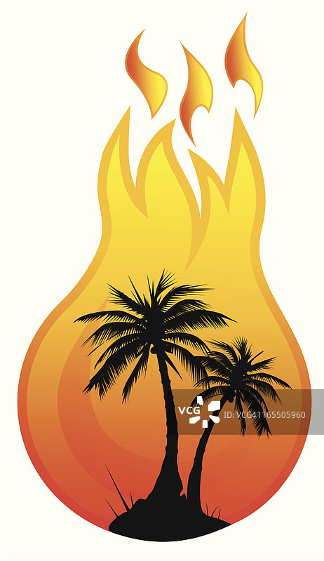 火球里的棕榈树图片素材