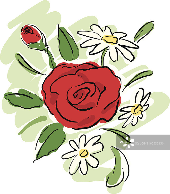 玫瑰和雏菊花束图片素材