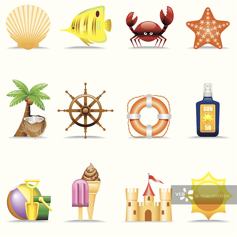 Icon Set，夏季海滩图片素材