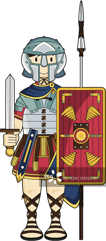 带盾、剑和矛的罗马士兵图片素材