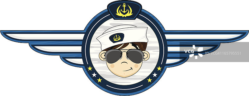 海军水手在飞行员太阳镜徽章图片素材