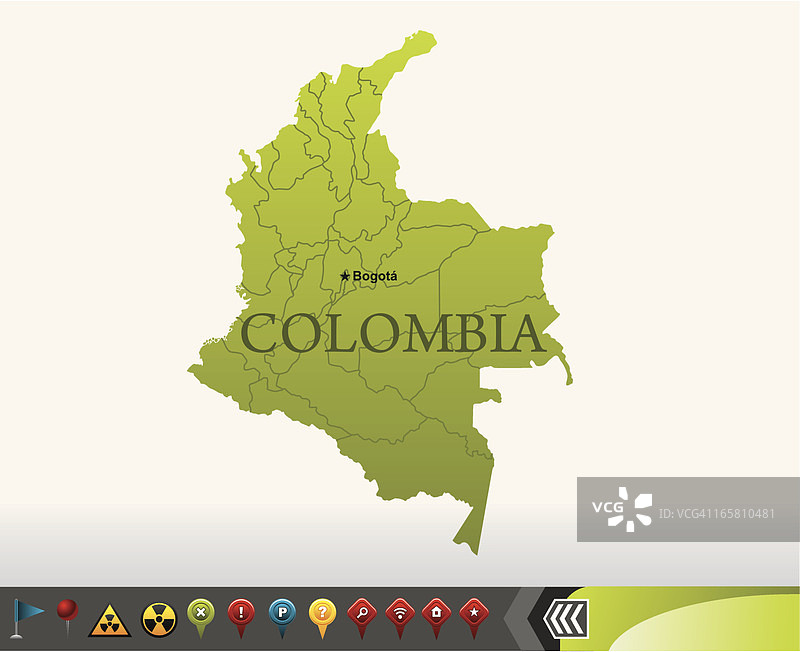 哥伦比亚地图与导航图标图片素材