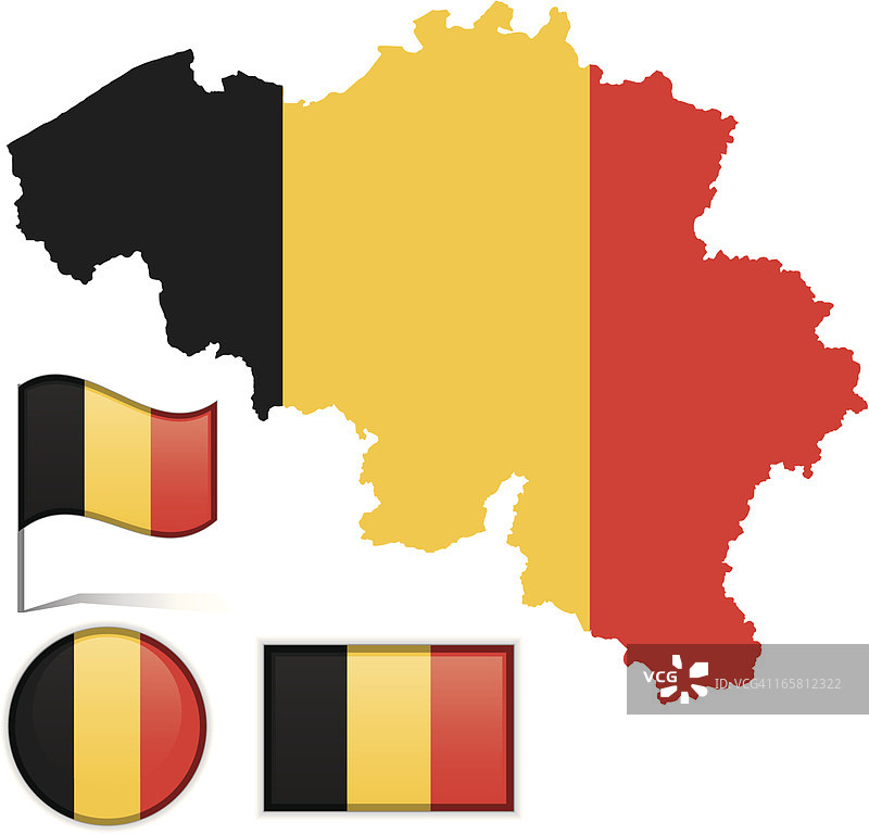 比利时地图和旗帜图片素材