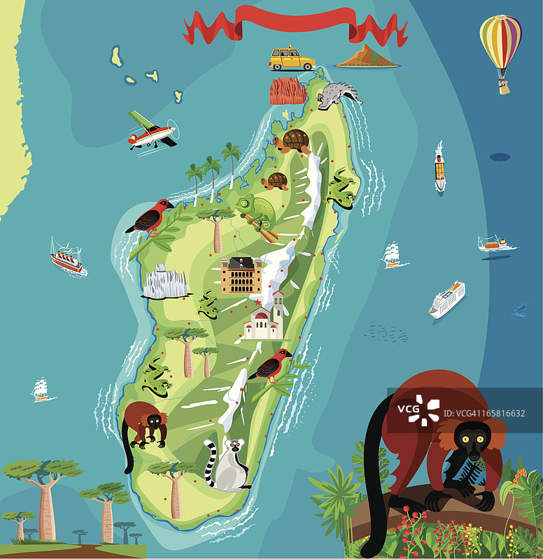 马达加斯加卡通地图图片素材
