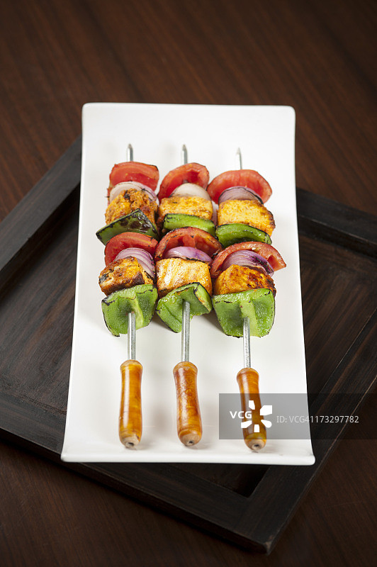 烤蔬菜串的特写图片素材