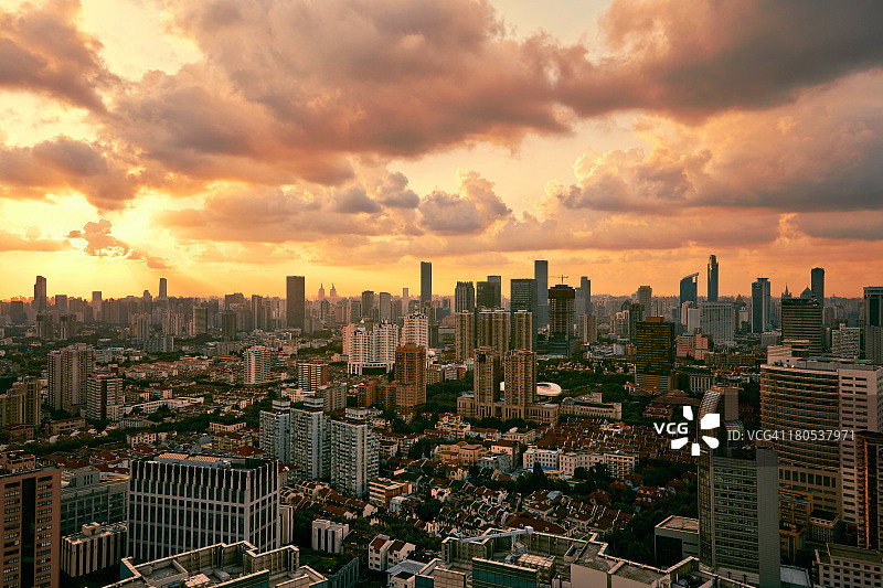上海在日落时分图片素材